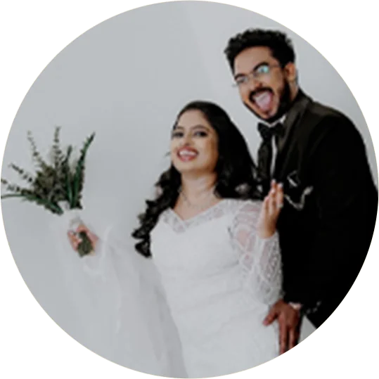 Bride and groom celebrating their wedding
